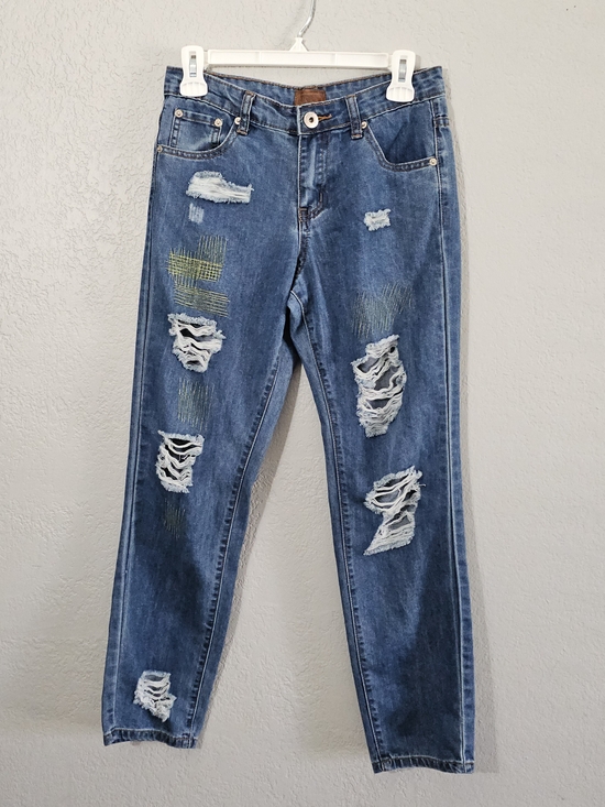 POL Denim - POL Distressed Ankle Jeans With Embroidery Relaxed Fit Womens Small